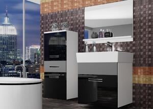 Kúpeľňový nábytok Belini čierny lesk / šedý mat + umývadlo + zrkadlo KOR PM 2/1/W/BSR/0/ZW