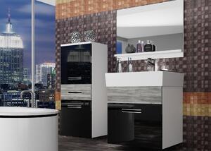 Kúpeľňový nábytok Belini čierny lesk / šedý antracit Glamour Wood + umývadlo + zrkadlo KOR PM 2/1/W/BGW/0/ZW