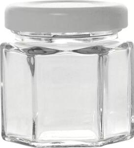 Zaváracie poháre hranaté, 12 ks, 47 ml, šesťhranné, pre marmelády, biele viečko Gastro