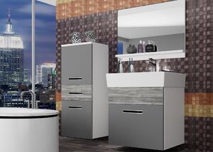 Kúpeľňový nábytok Belini šedý mat / šedý antracit Glamour Wood + umývadlo + zrkadlo KOR M 2/1/W/SRGW/0/ZW