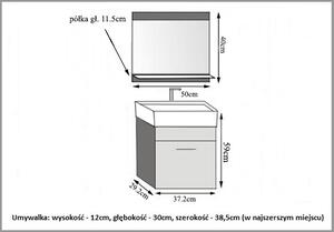 Kúpeľňový nábytok Belini šedý lesk / biely lesk + umývadlo + zrkadlo KOR P 1/1/W/SW/0/ZW