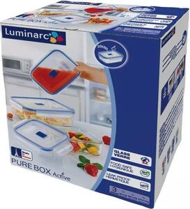 Sada sklenených nádob na potraviny Luminarc Pure Box 3 ks, obdĺžniková