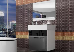Kúpeľňový nábytok Belini šedý lesk / čierny lesk+ umývadlo + zrkadlo KOR P 1/1/W/SB/0/ZW
