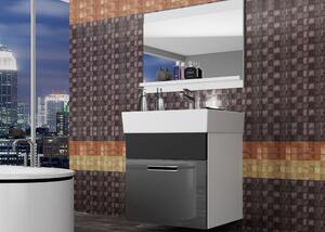 Kúpeľňový nábytok Belini šedý lesk / čierny mat + umývadlo + zrkadlo KOR PM 1/1/W/SB/0/ZW