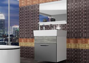 Kúpeľňový nábytok Belini šedý mat / šedý antracit Glamour Wood + umývadlo + zrkadlo KOR M 1/1/W/SRGW/0/ZW