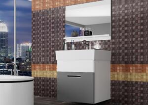 Kúpeľňový nábytok Belini šedý mat / biely mat + umývadlo + zrkadlo KOR M 1/1/W/SRW/0/ZW