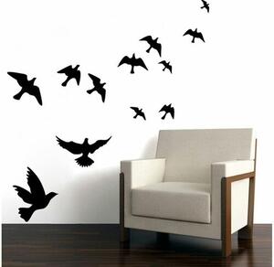 Samolepiaca dekorácia Silueta Vtáky, čierna