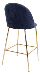 Súprava 2 modrých barových stoličiek so zamatovým poťahom s nohami farby mosadze House Nordic Lausanne