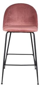 Súprava 2 ružových barových stoličiek so zamatovým poťahom s nohami čiernej farby House Nordic Lausanne