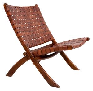 Skladacia stolička z teakového dreva a kože House Nordic Montana
