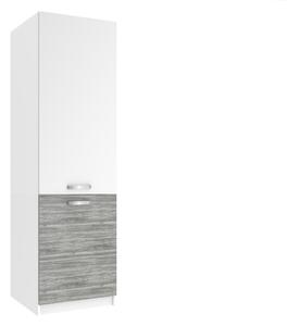 Vysoká kuchynská skrinka Belini pre vstavanú chladničku 60 cm biely mat / šedý antracit Glamour Wood TOR SSL60/1/WT/WTGW/0/U