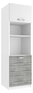 Vysoká kuchynská skrinka Belini pre vstavanú rúru 60 cm biely mat / šedý antracit Glamour Wood TTOR SSP60/1/WT/WTGW/0/U