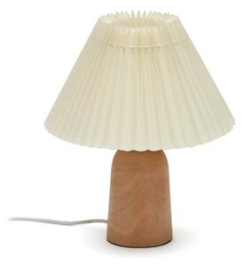 Béžová/v prírodnej farbe stolová lampa z kaučukového dreva s textilným tienidlom (výška 33 cm) Benicarlo – Kave Home