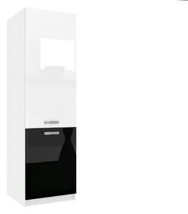 Vysoká kuchynská skrinka Belini pre vstavanú chladničku 60 cm biely lesk / čierny lesk INF SSL60/1/WT/WB/0/F