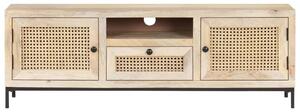 TV skrinka 120x30x40 cm mangovníkový masív a prírodný rákos