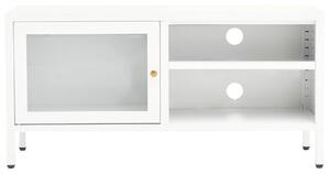 TV skrinka biela 90x30x44 cm oceľ a sklo