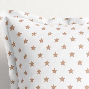 Goldea bavlnená obliečka na vankúš s ozdobným lemom - vzor béžové hviezdičky na bielom 60 x 60 cm
