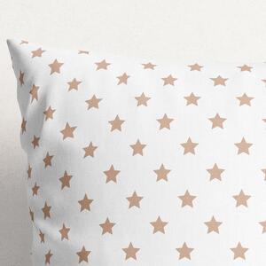 Goldea bavlnená obliečka na vankúš - vzor béžové hviezdičky na bielom 30 x 50 cm