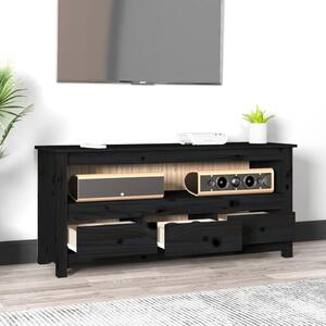 TV skrinka čierna 114x35x52 cm masívna borovica
