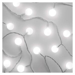 EMOS LED vonkajšia vianočná reťaz CHERRY, 40xLED, studená biela, 4m, časovač, gule