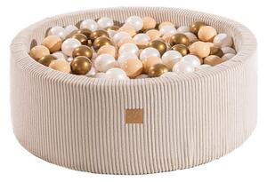 Krémový menčestrový bazénik s loptičkami ø 90x30 cm Montessori – Meowbaby