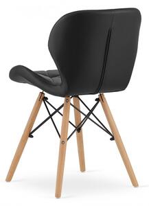 Set štyroch jedálenských stoličiek LAGO ekokoža čierne (hnedé nohy) 4ks