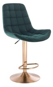 LuxuryForm Barová stolička PARIS VELUR na zlatom tanieri - zelená
