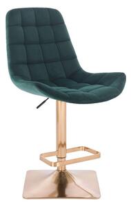 LuxuryForm Barová stolička PARIS VELUR na zlatej hranatej podstave - zelená