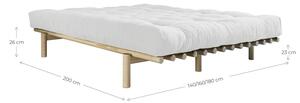 Dvojlôžková posteľ z borovicového dreva s matracom Karup Design Pace Comfort Mat Natural Clear/Natural, 140 × 200 cm