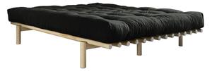 Dvojlôžková posteľ z borovicového dreva s matracom Karup Design Pace Comfort Mat Natural Clear/Black, 140 × 200 cm