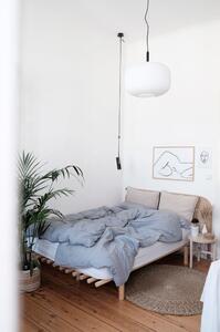 Dvojlôžková posteľ z borovicového dreva s matracom Karup Design Pace Comfort Mat Natural Clear/Black, 140 × 200 cm
