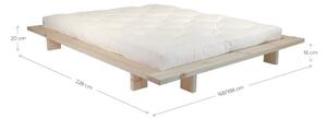Dvojlôžková posteľ z borovicového dreva s matracom Karup Design Japan Comfort Mat Raw/Black, 140 × 200 cm