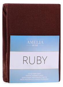 Hnedá elastická plachta na dvojlôžko AmeliaHome Ruby Siesta, 220-240 x 220 cm