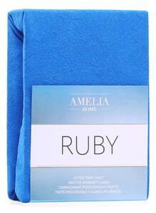 Modrá elastická plachta na dvojlôžko AmeliaHome Ruby Siesta, 180-200 x 200 cm