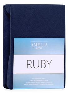 Tmavomodrá elastická plachta na dvojlôžko AmeliaHome Ruby Siesta, 180-200 x 200 cm
