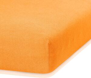 Oranžová elastická plachta na dvojlôžko AmeliaHome Ruby Siesta, 220-240 x 220 cm