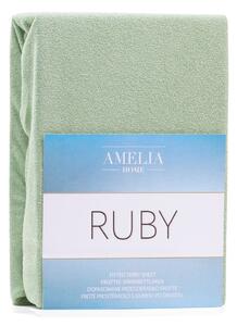Zelená elastická plachta na dvojlôžko AmeliaHome Ruby Olive Siesta, 180-200 x 200 cm