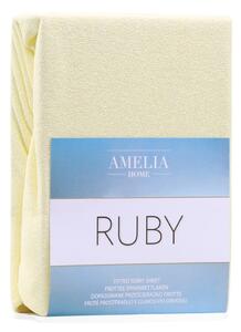 Svetložltá elastická plachta na dvojlôžko AmeliaHome Ruby Siesta, 180-200 x 200 cm
