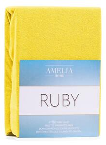 Žltá elastická plachta na dvojlôžko AmeliaHome Ruby Siesta, 180-200 x 200 cm