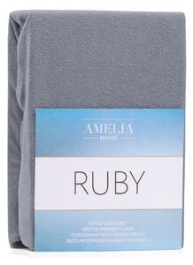Sivá elastická plachta na dvojlôžko AmeliaHome Ruby Siesta, 220-240 x 220 cm