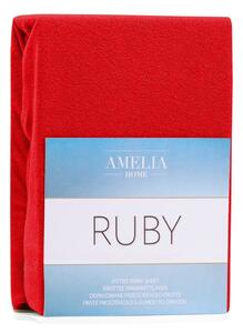 Červená elastická plachta na dvojlôžko AmeliaHome Ruby Siesta, 180-200 x 200 cm
