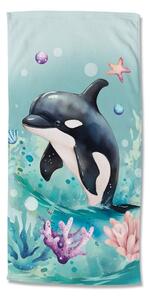 Modrá detská zamatová plážová osuška 75x150 cm Splash – Good Morning