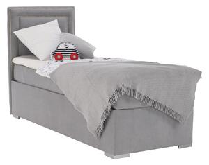 KONDELA Boxspringová posteľ, jednolôžko, svetlosivá, 90x200, ľavá, BILY