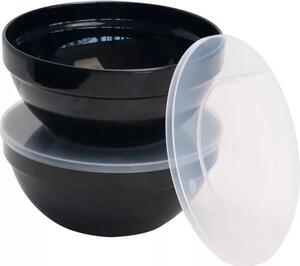 Set melamínových misiek s viečkom APS Casual 1,8 l, čierny