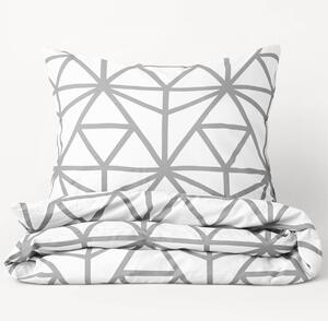 Goldea bavlnené posteľné obliečky deluxe - vzor 1050 sivé geometrické tvary na bielom 140 x 200 a 70 x 90 cm