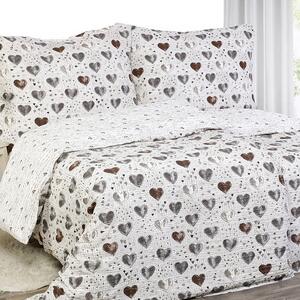 Goldea krepové posteľné obliečky - vzor 596 srdca a zamilované texty 240 x 200 a 2ks 70 x 90 cm