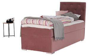 KONDELA Boxspringová posteľ, jednolôžko, staroružová, 90x200, ľavá, ESHLY