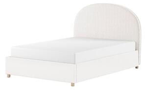 Biela čalúnená dvojlôžková posteľ s úložným priestorom s roštom 140x200 cm Moon – Vipack