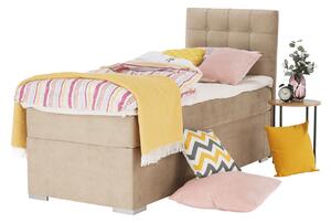 KONDELA Boxspringová posteľ, jednolôžko, svetlohnedá, 90x200, pravá, DANY