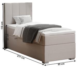 KONDELA Boxspringová posteľ, jednolôžko, taupe, 80x200, ľavá, BRED